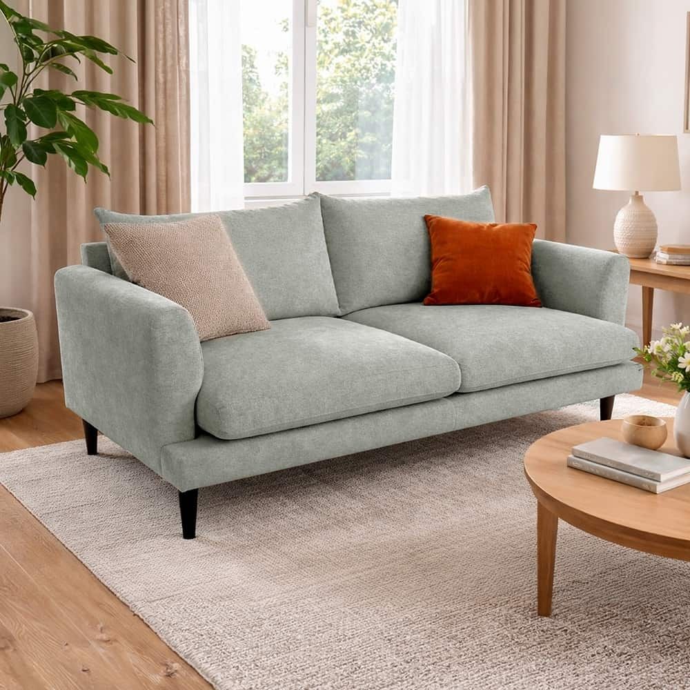 Marie 2.5 seter sofa,stoff Lamb 90 grey, brune treben