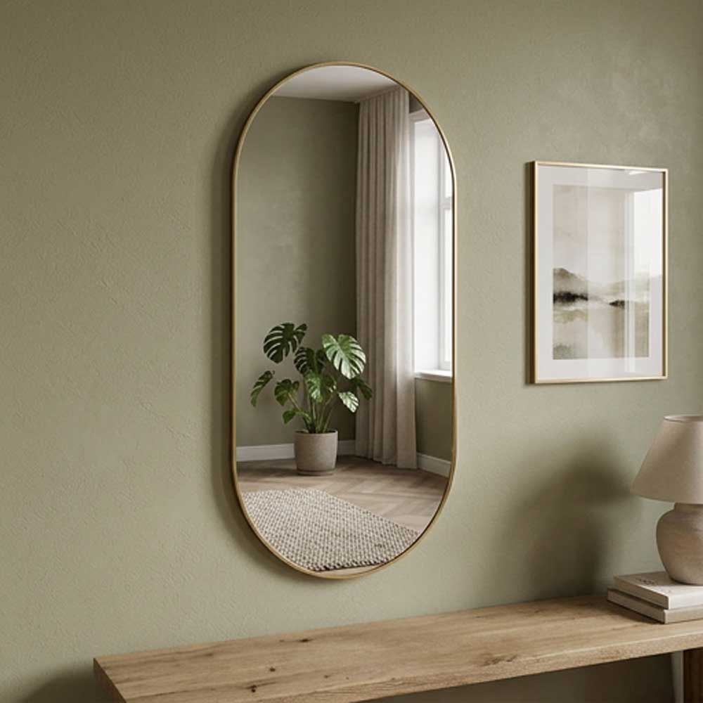Speil Reflection oval, Gull, 50x100 cm