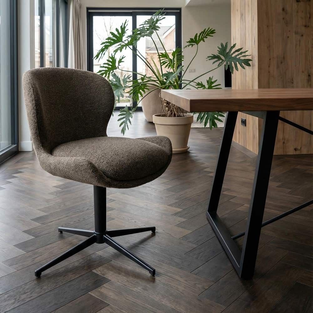 Nicklas spisestol Boucle brun - sort metal