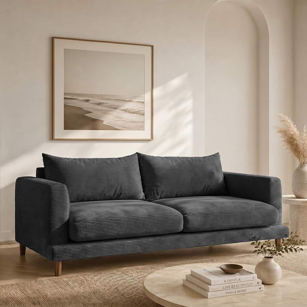 Marie 2.5 seter sofa,stoff Poso 34 graphite, brune treben