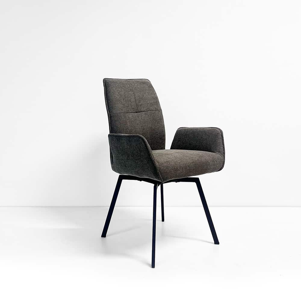 Hanne spisestol med arm, Bloq 3462 brun, ben DL03K5 sort, med sving, 2 stk i pk(Ergox2)