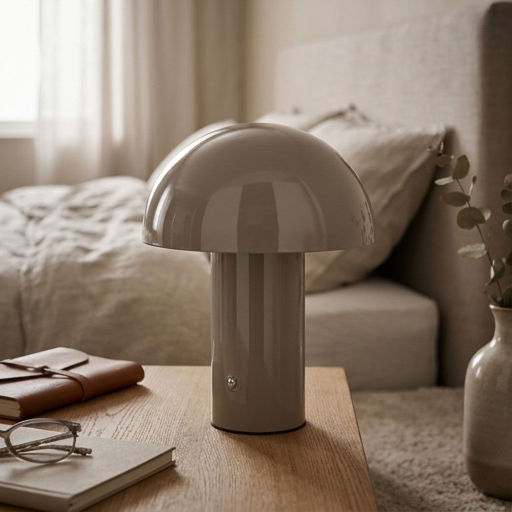 Nessina portabel LED-lampe, Brun, Ø15X19 cm