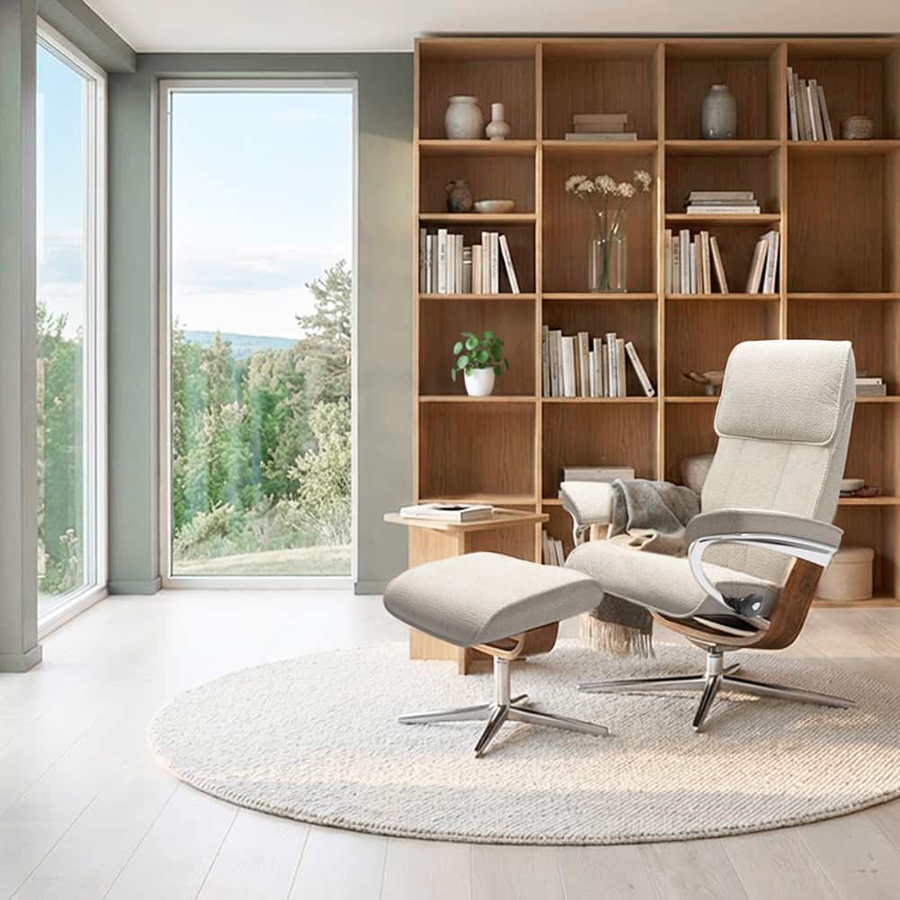 Stressless Admiral (M) Cross stol m/krakk, Marigold Offwhite 01