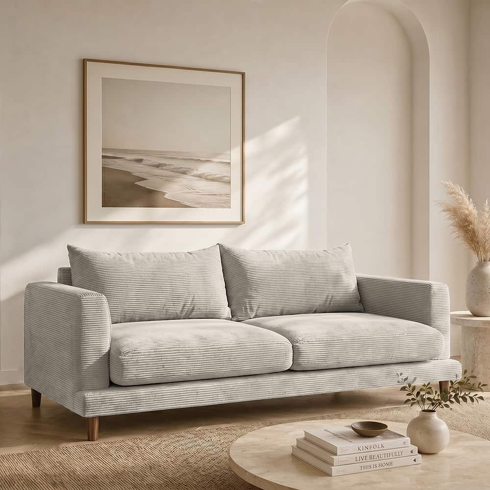 Marie 2.5 seter sofa, Poso 38 creme, brune treben