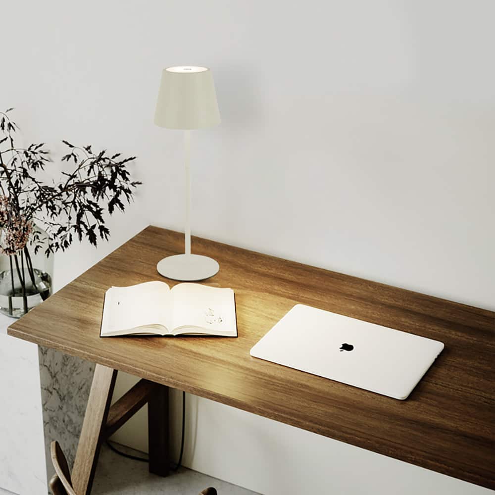 Noemi Bordlampe, Beige, H17-36 cm