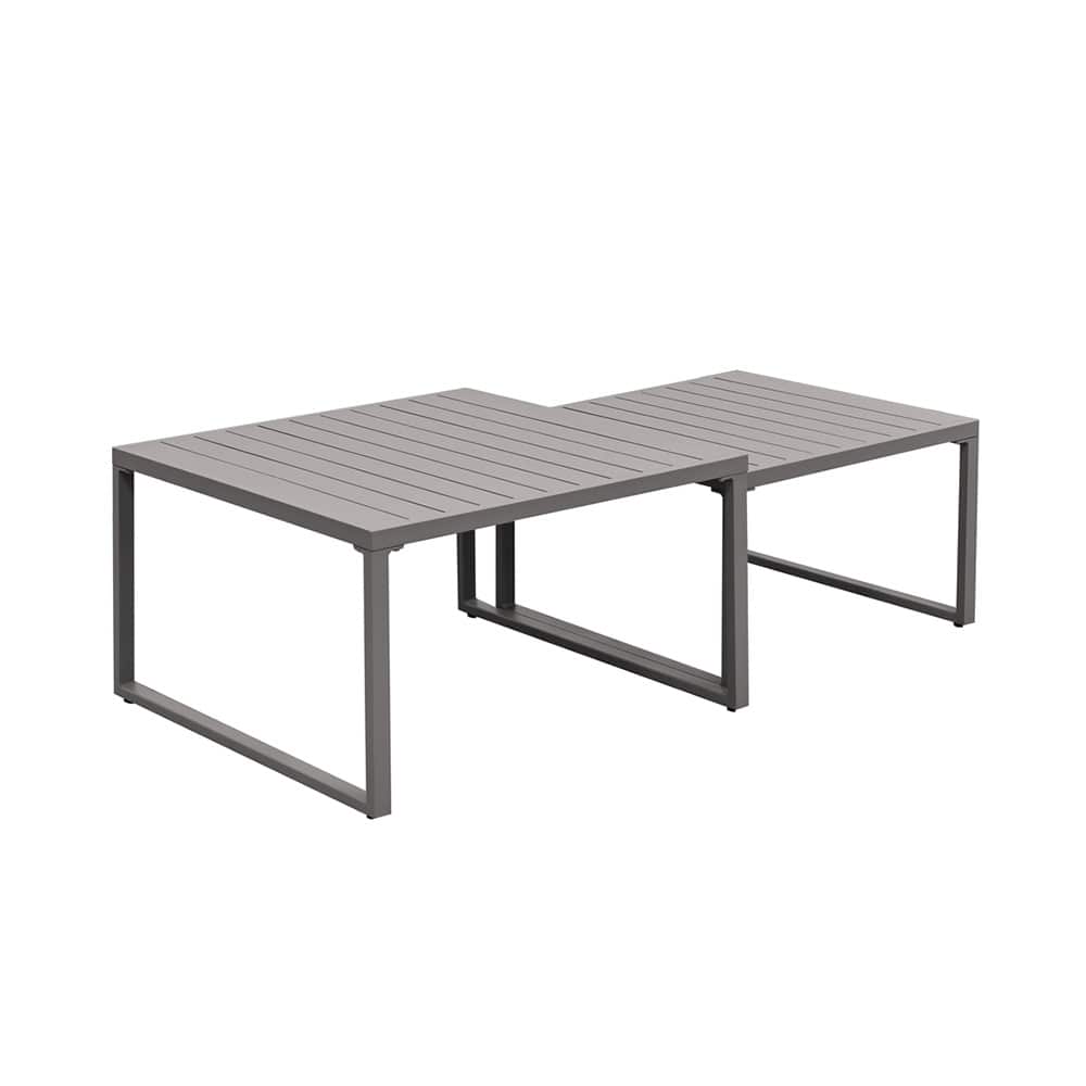 Oslo settbord i khaki aluminium  74x74/62x62 cm
