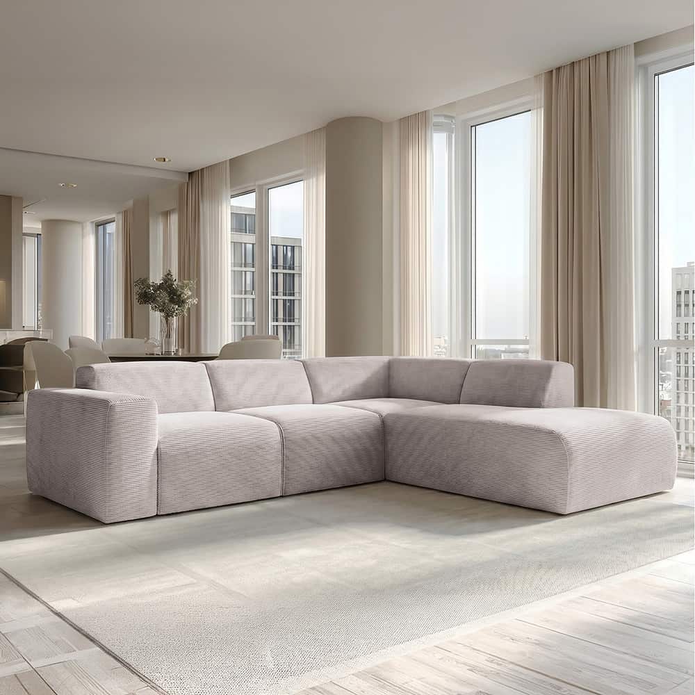 Marlin hjørnesofa med åpen ende høyre, Poso 100 grey-beige