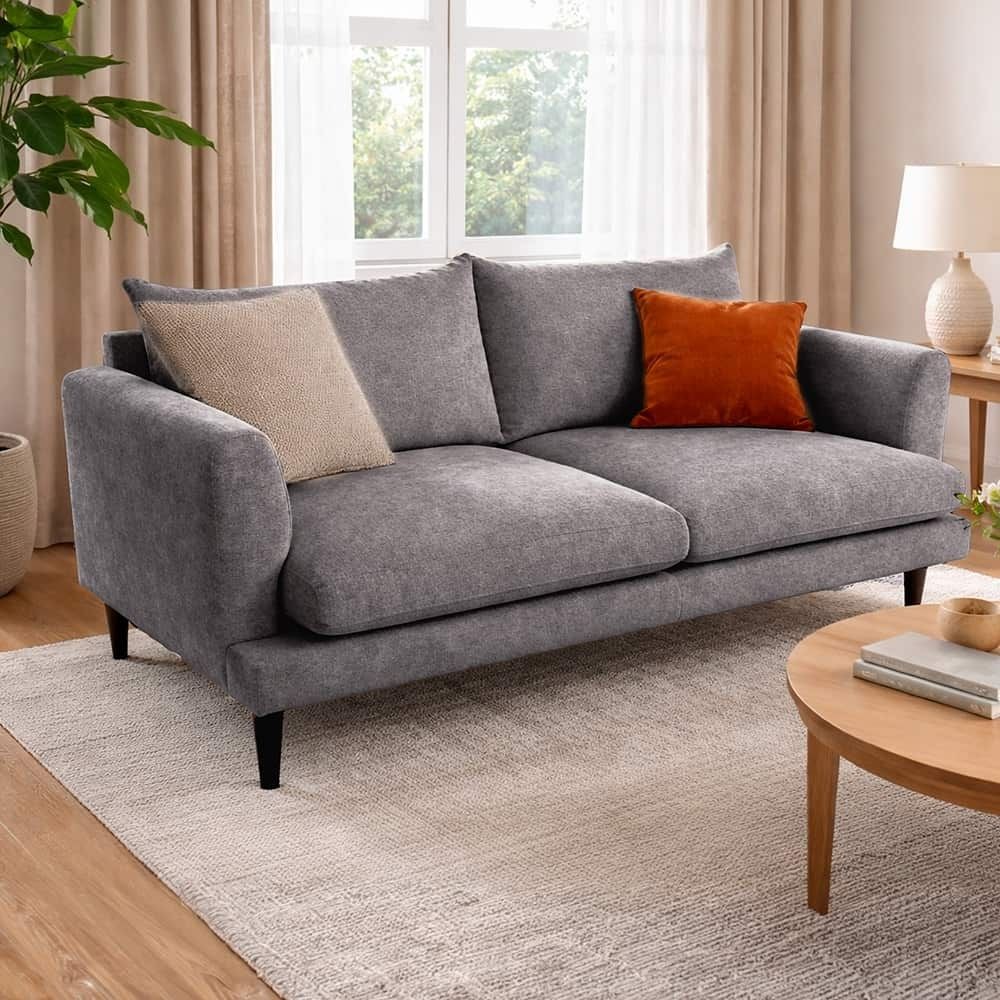 Marie 2.5 seter sofa,stoff Lamb 94 graphite, brune treben