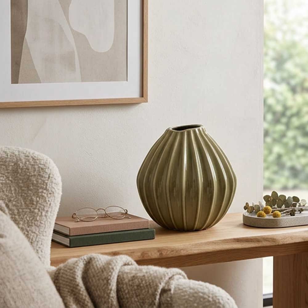 Wide Vase L, Grønn, Ø30xH30 cm