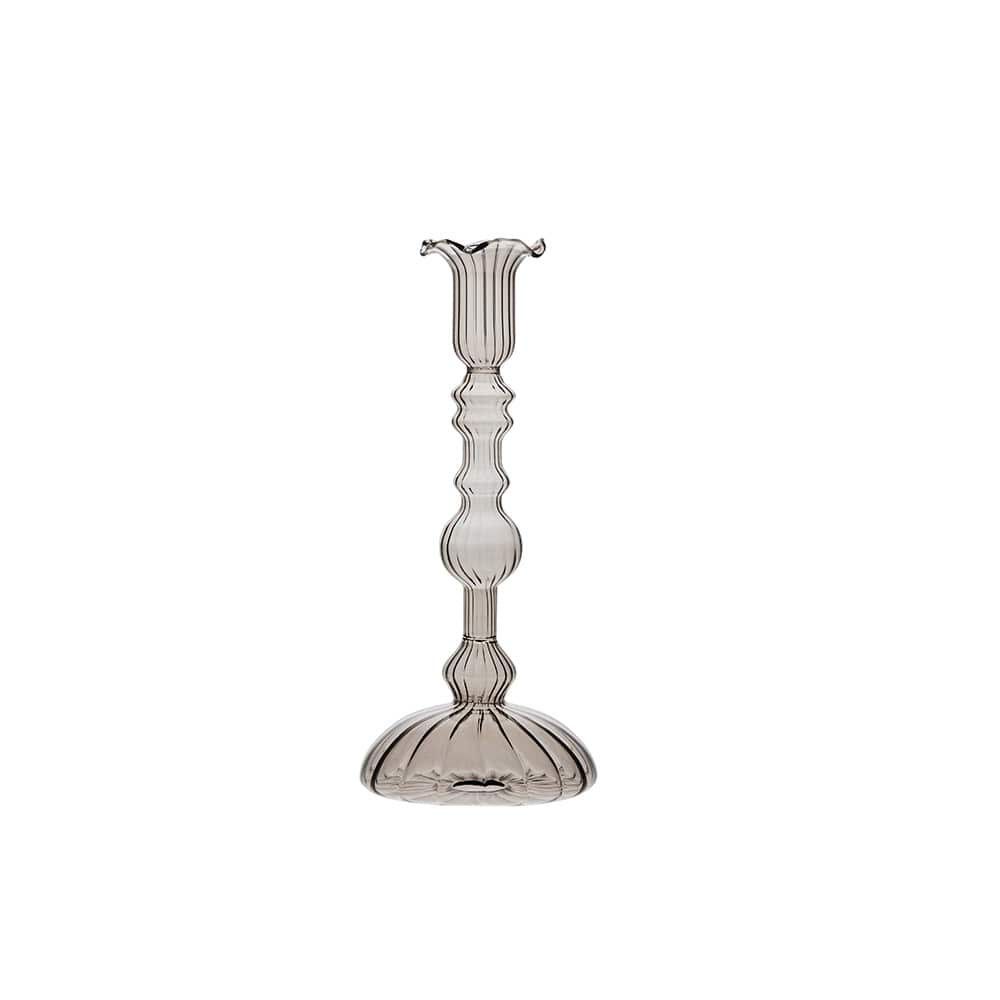 Astalina lysestake, H23cm, glass, grå