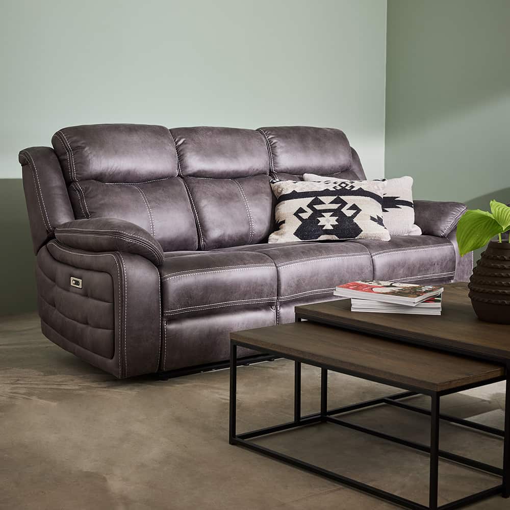 Teddy Reclinersofa m/el 3-seter, brungrå