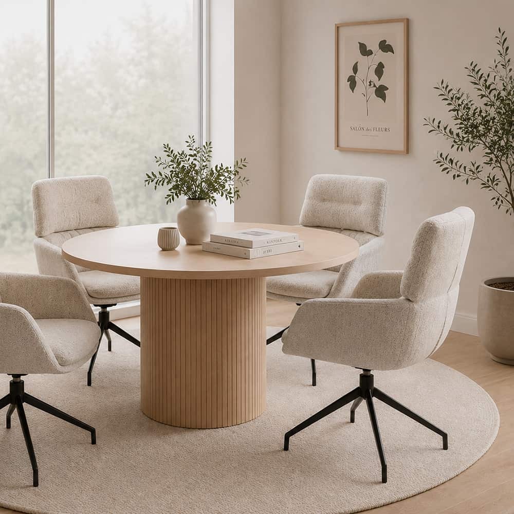 Pablo Spisestol m/arm og sving, Hevre Beige 22,flexibel rygg