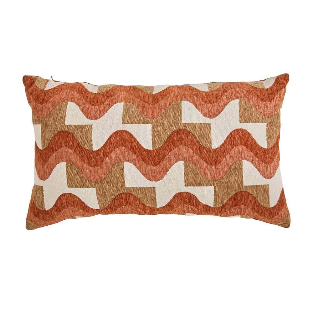 Jacquard Pute, chenille, oransje/beige, 60x40cm
