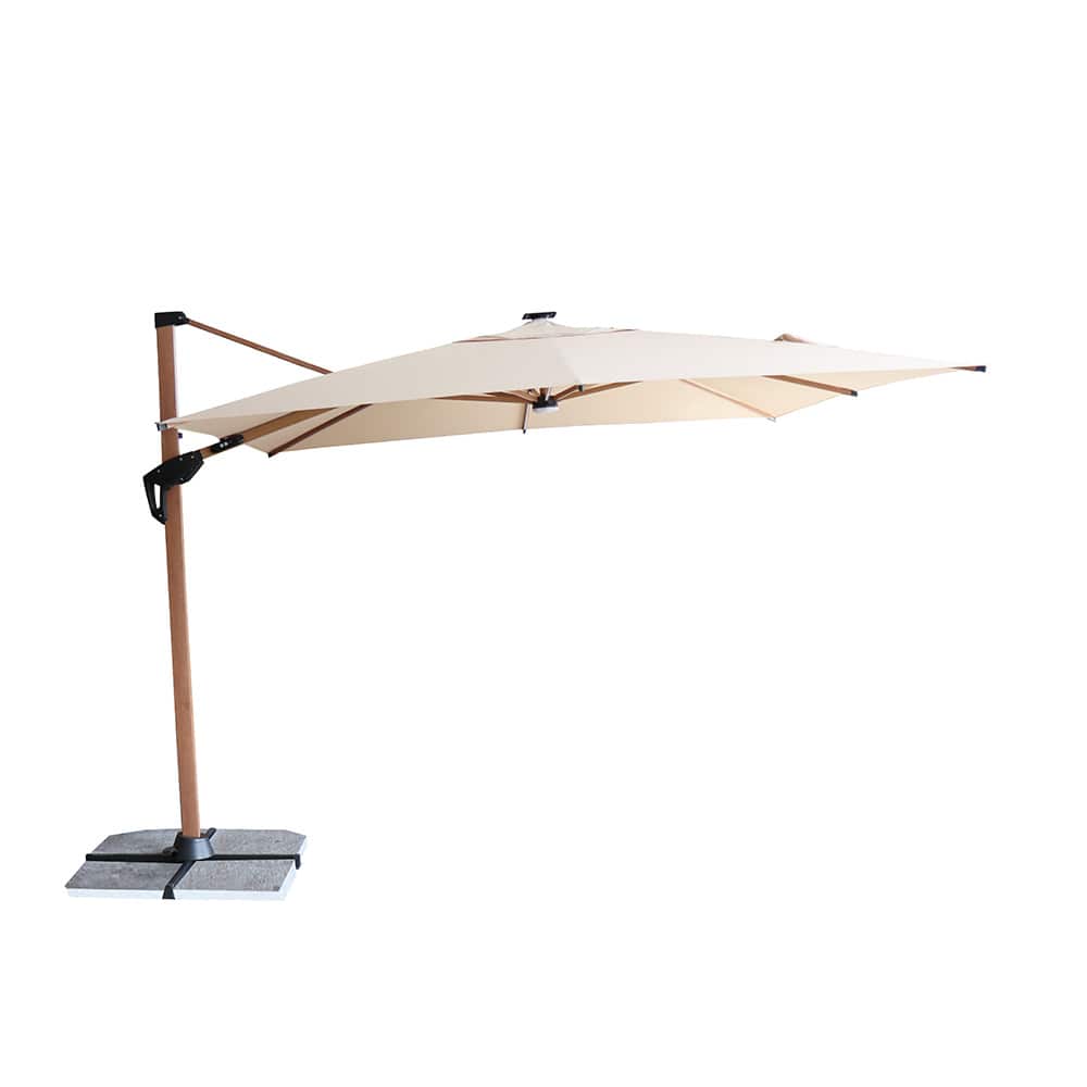 Roma parasoll 3x3m beige med led lys