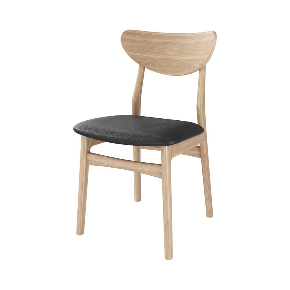 Samsø Stol m. sort hudsete, eik / hvitoljet