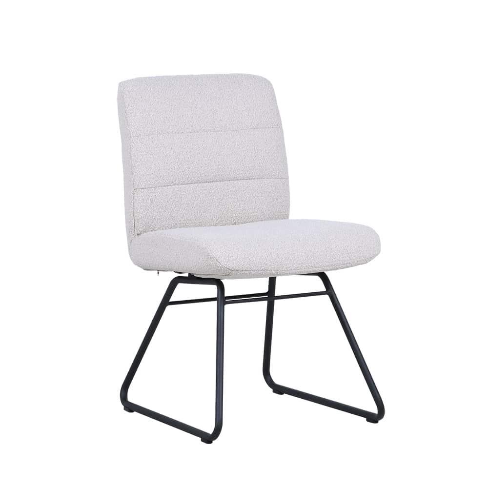 Hygge 1300 Regulerbar Spisestol,  lav rygg, Loop 03 Beige. svart stålunderstell