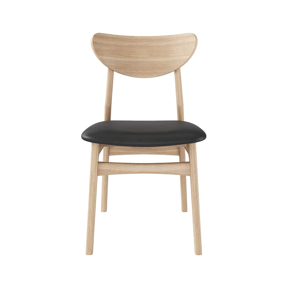 Samsø Stol m. sort hudsete, eik / hvitoljet