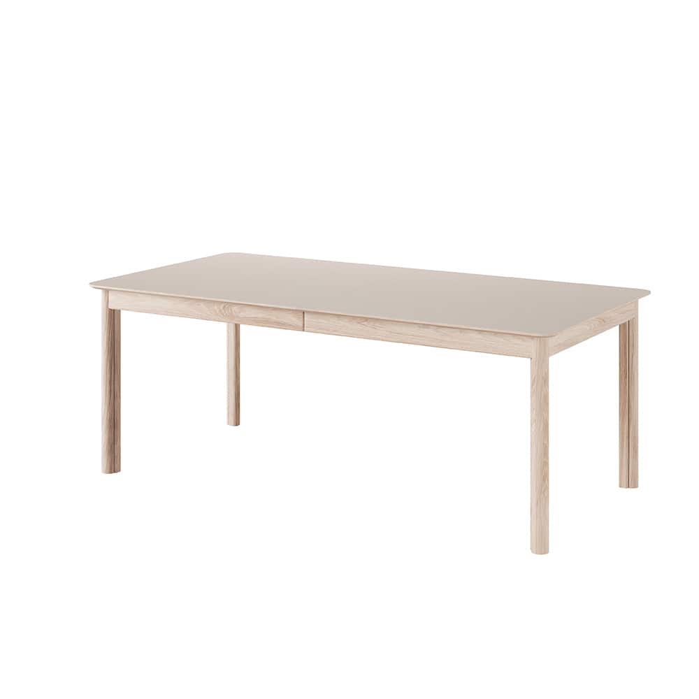 Langeland spisebord, hvitoljet m/mocca laminat, 200x100 cm, inkl. 3 illeggsplater