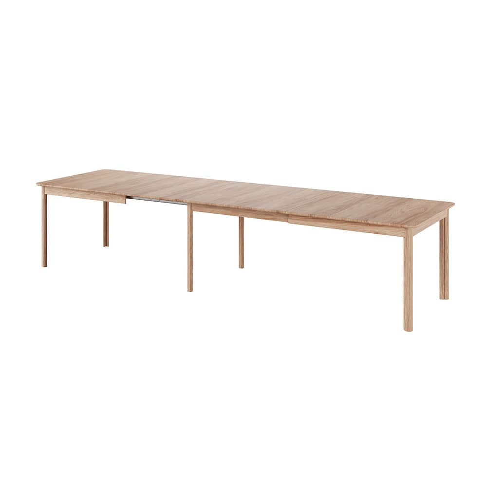 Langeland spisebord, naturoljet massiv eik, 200x100 cm, inkl. 3 illeggsplater