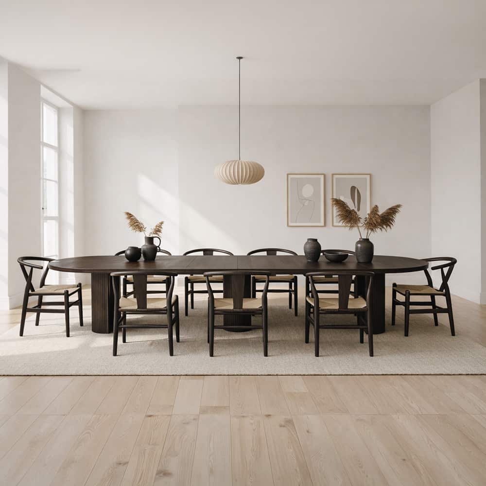 Hirtshals Spisebord Ø130 inkl 6 illeggsplater, Smoked