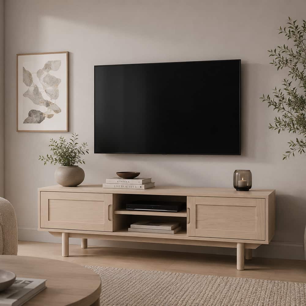 Brande TV-benk hvitlasert eikefinér