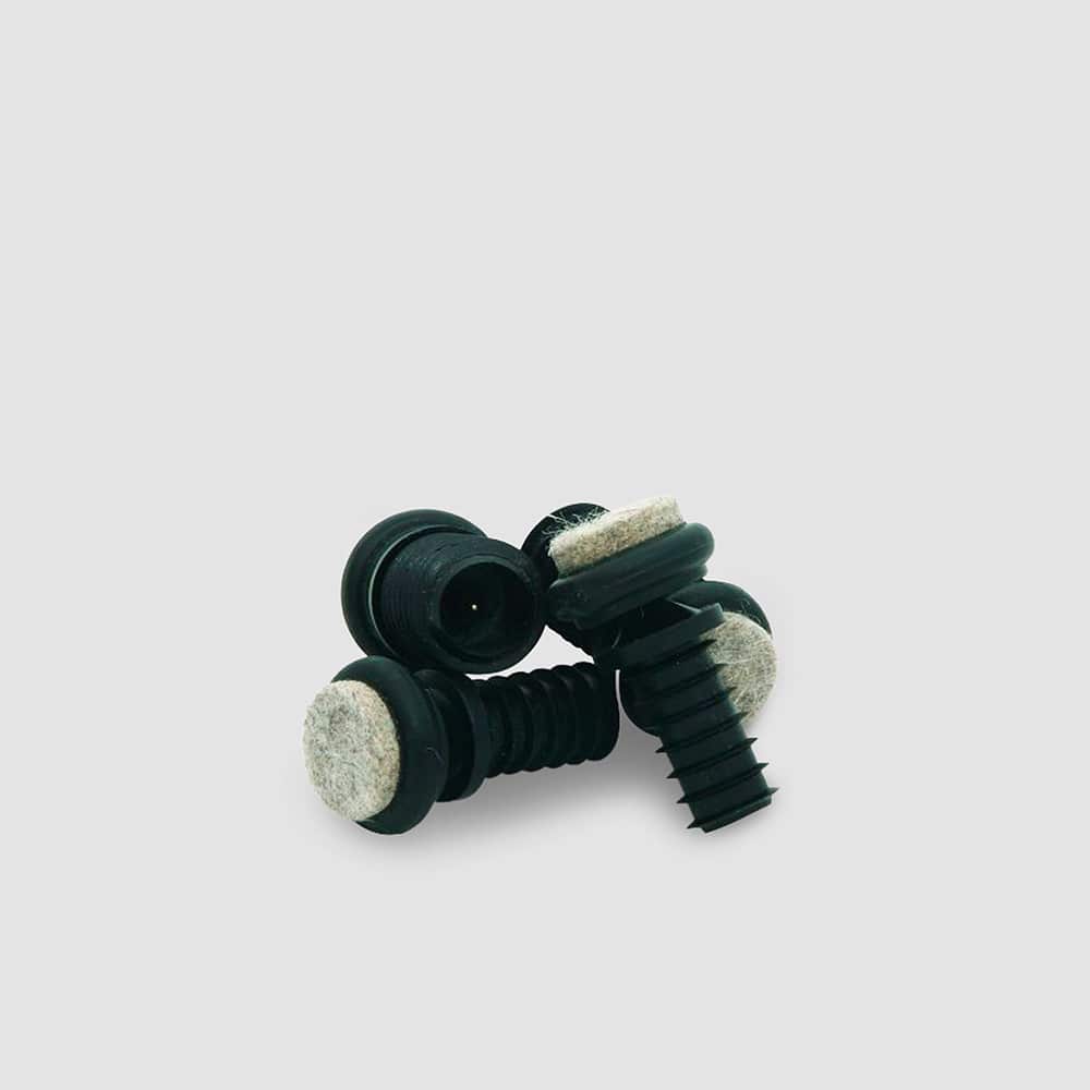 Guardian Vinkel møbelknotter med filt, Ø 12 mm, svart, 4 stk.