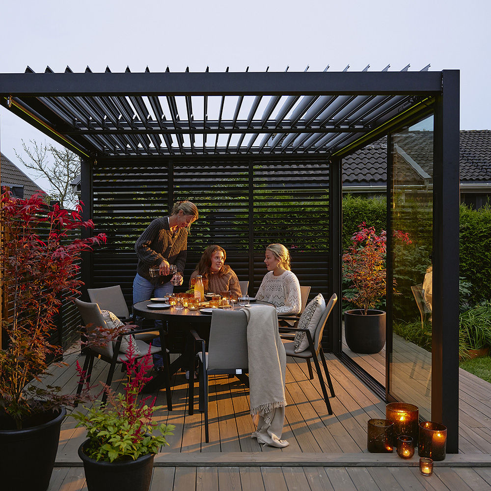 Pergola Pulldown Vegg 370x218cm - Sort