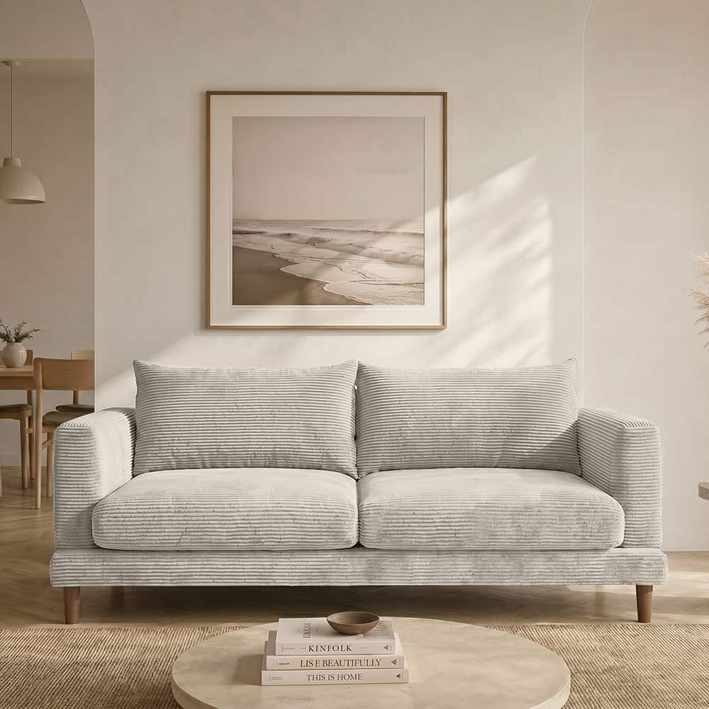 Marie 2.5 seter sofa, Poso 38 creme, brune treben