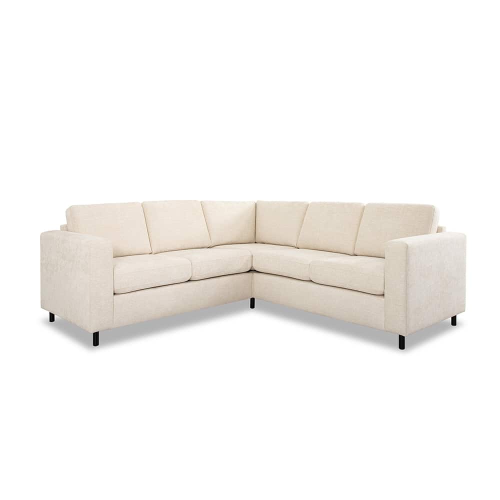 Fjord hjørnesofa opps. 7, Sara 451 Beige, svarte bein (A15+120+C1+120+A15)