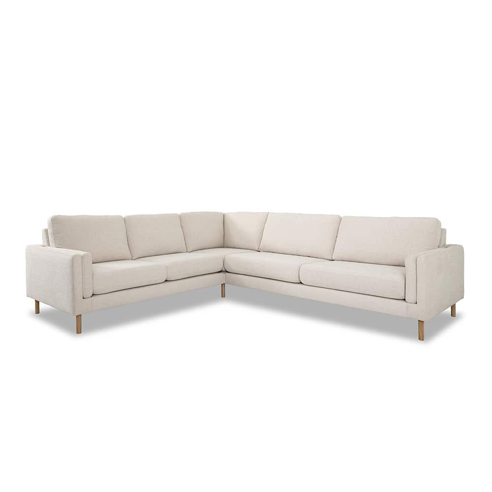 Lyng Plus hjørnesofa opps. 5R - Sima 400 Beige, hvitoljet eik (A15P+140+C1+180+A15P)