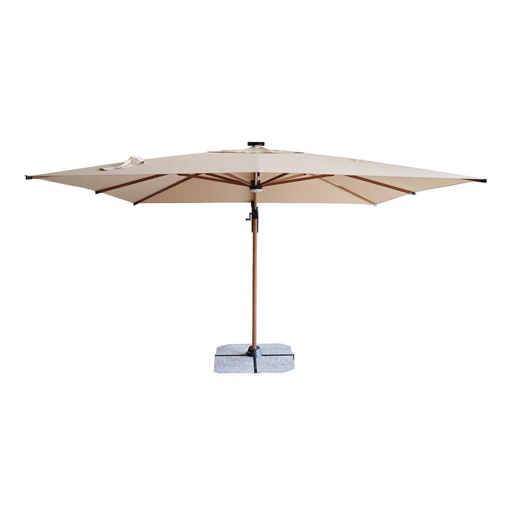 Roma parasoll 3x3m beige med led lys