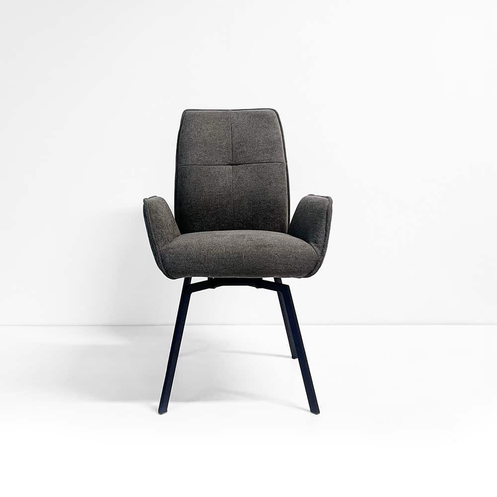 Hanne spisestol med arm, Bloq 3462 brun, ben DL03K5 sort, med sving, 1 stk i pk(Ergox1)