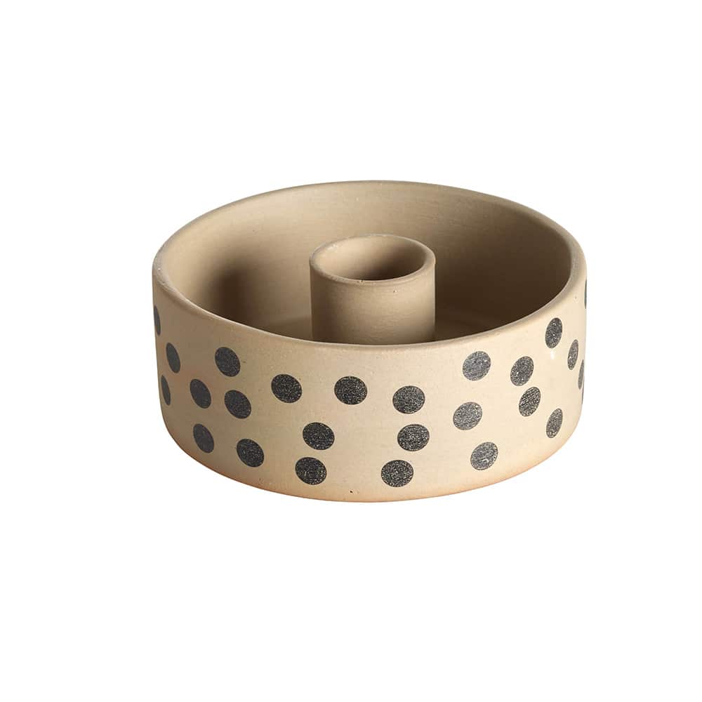 Dotty Lysestake beige/svart, Ø10x4 cm