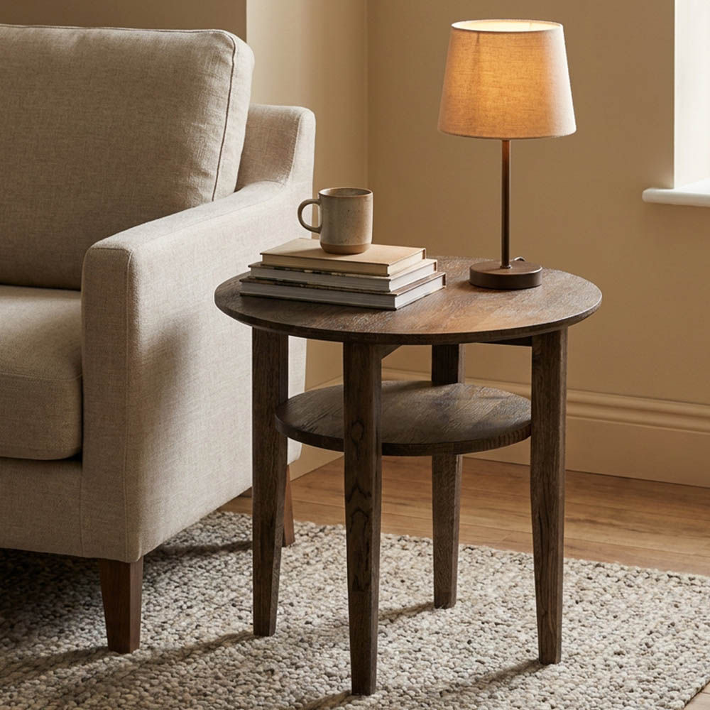 Kenton Sidebord, smoked heltre eik, Ø60 cm