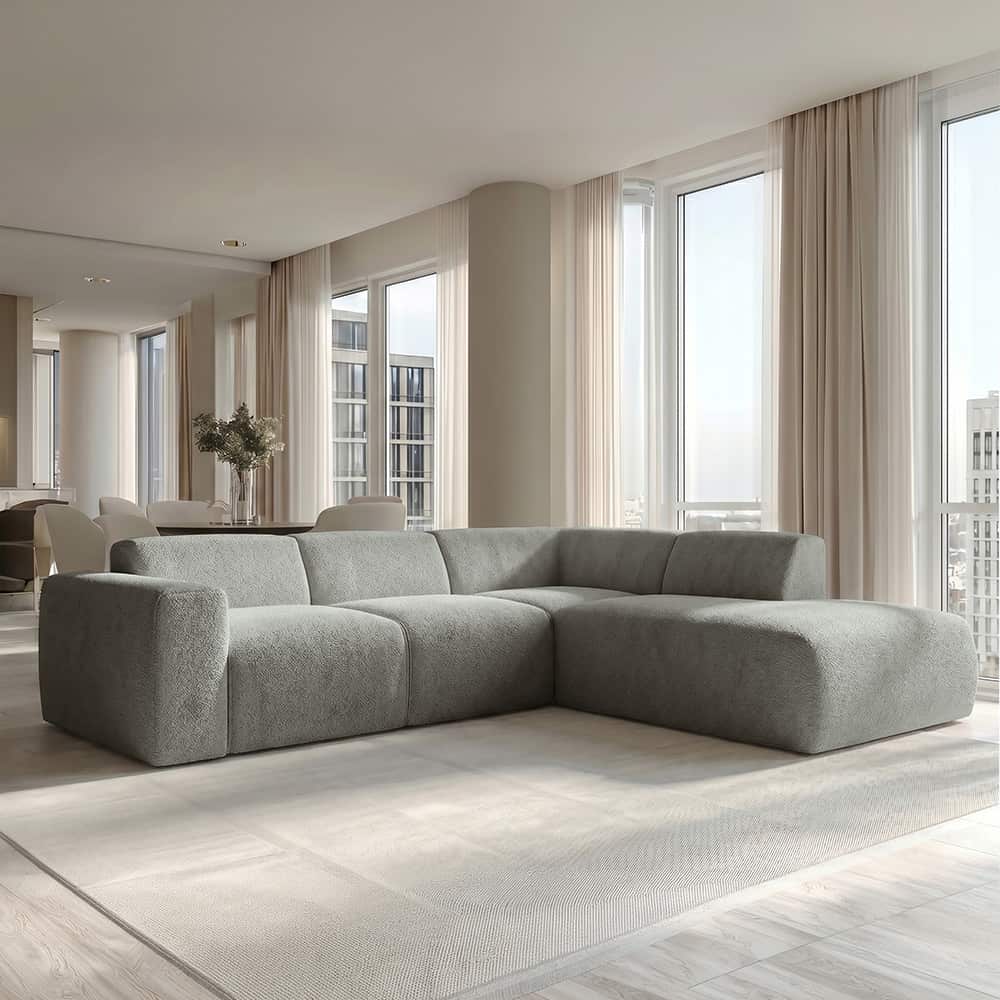 Marlin hjørnesofa med åpen ende høyre,  Lamb 90 grey.