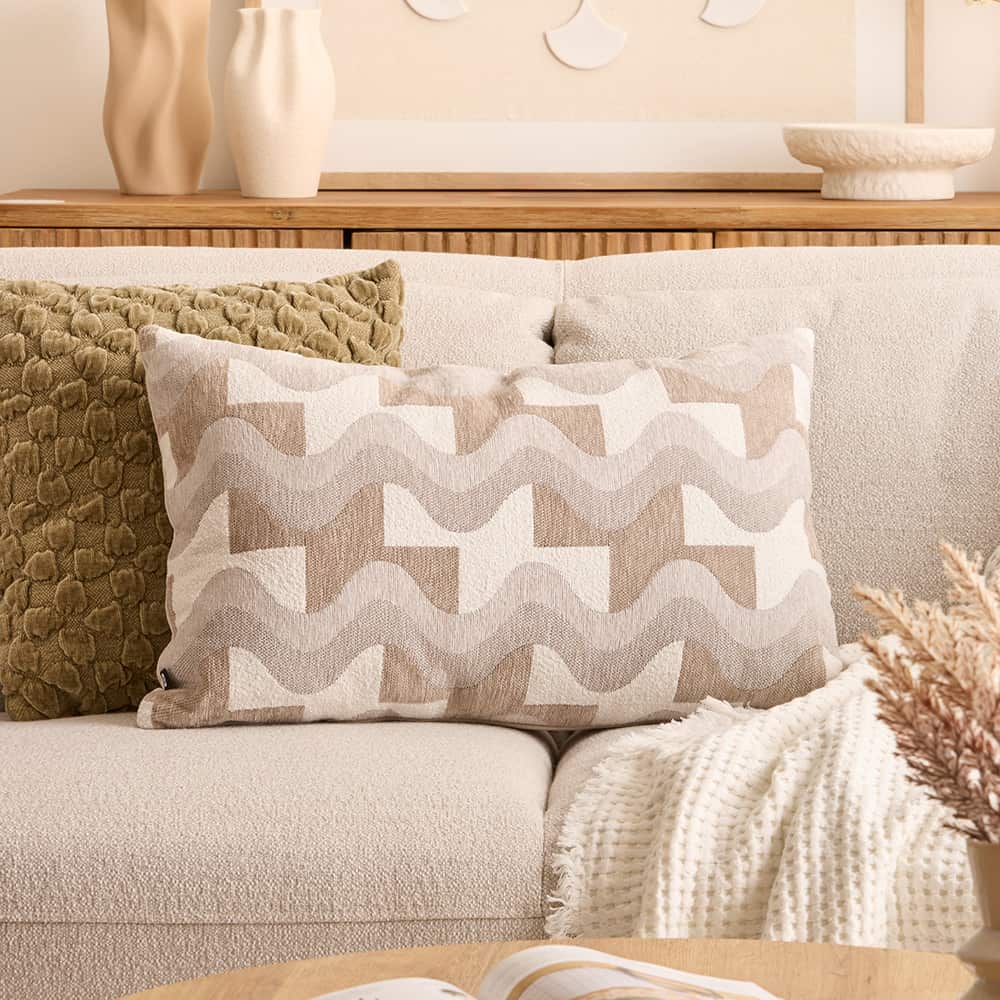 Jacquard Pute, chenille, beige/lin, 60x40cm