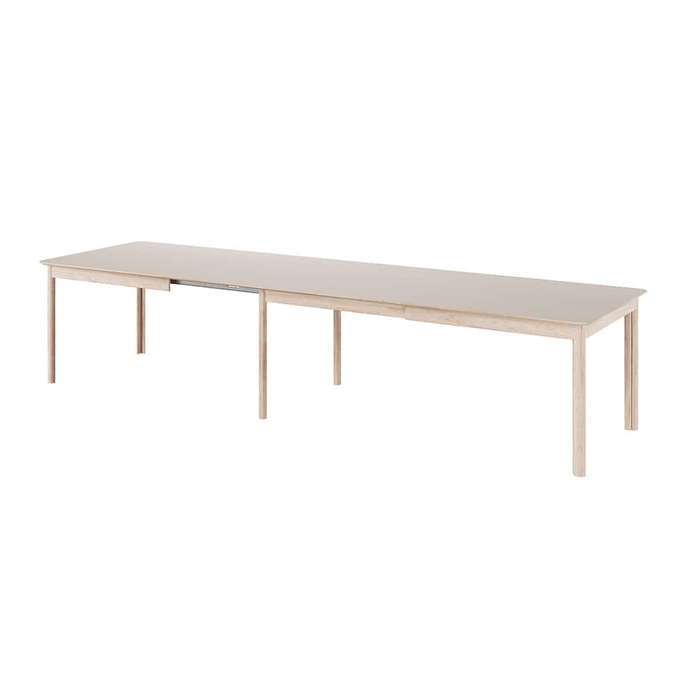 Langeland spisebord, hvitoljet m/mocca laminat, 200x100 cm, inkl. 3 illeggsplater
