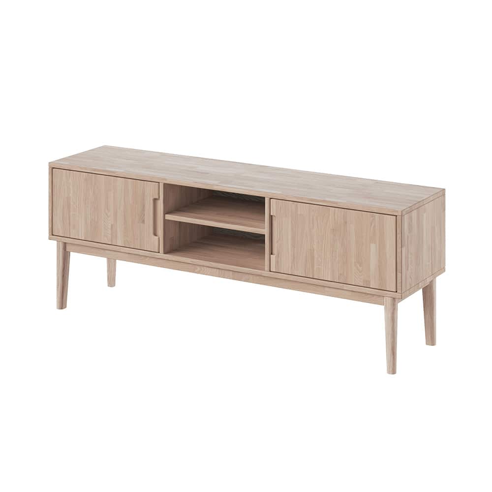 Samsø TV bord 160x60x40 cm m. 2 treskuffer, eik / hvitoljet