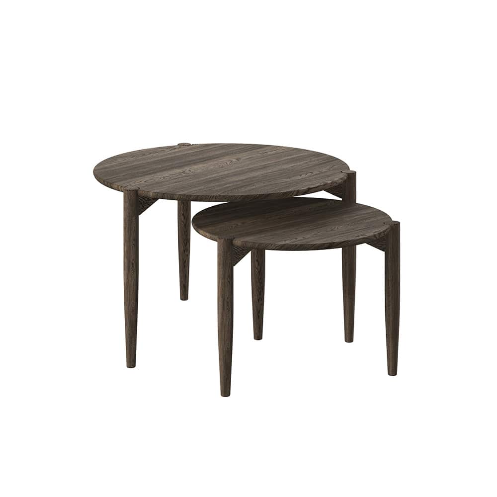 Langeland sofabord sett, smoked massiv eik, Ø75/55 cm