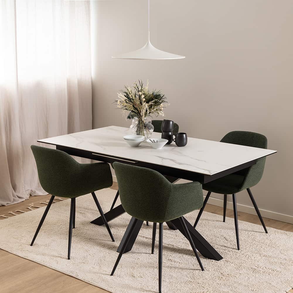 Heaven uttrekkbart spisebord, 168/210 cm, hvit keramikk