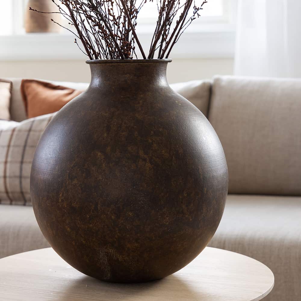 Ovar vase, brun, Ø35 cm