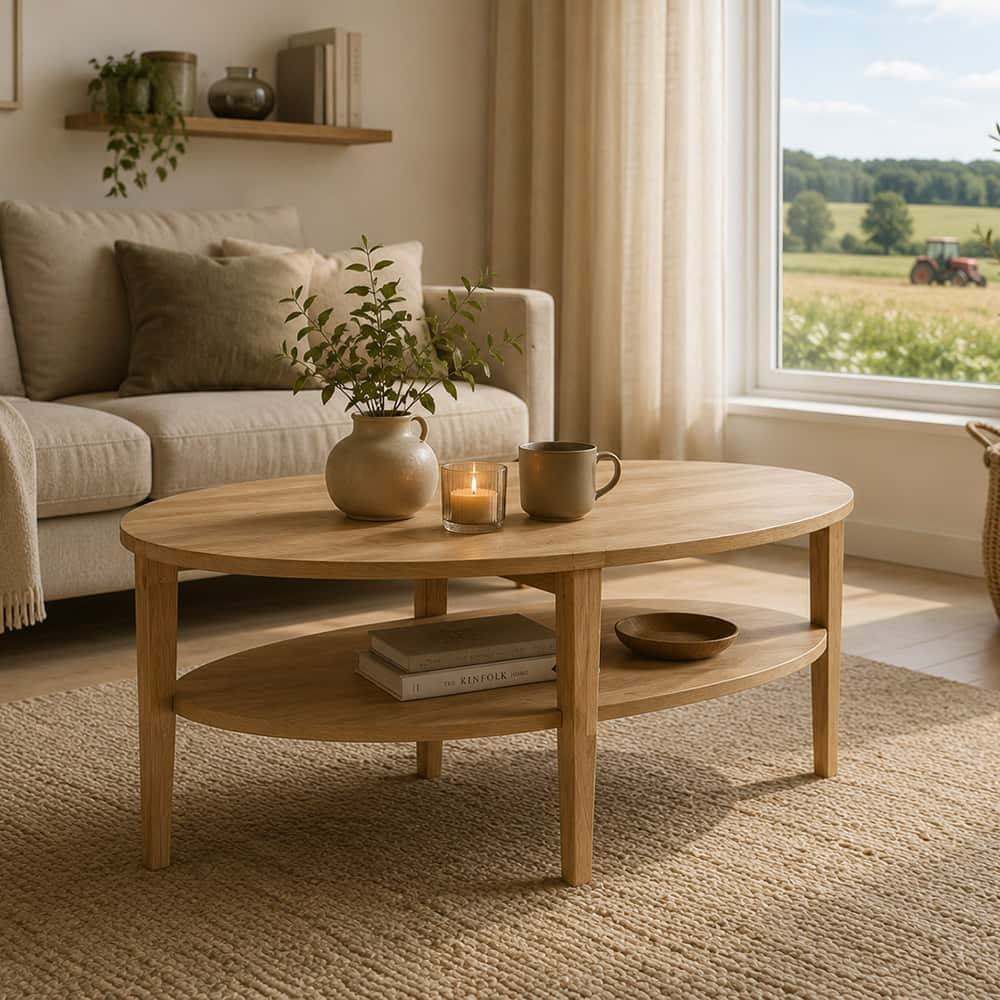 Fremont sofabord 120x60 cm hvitoljet heltre eik