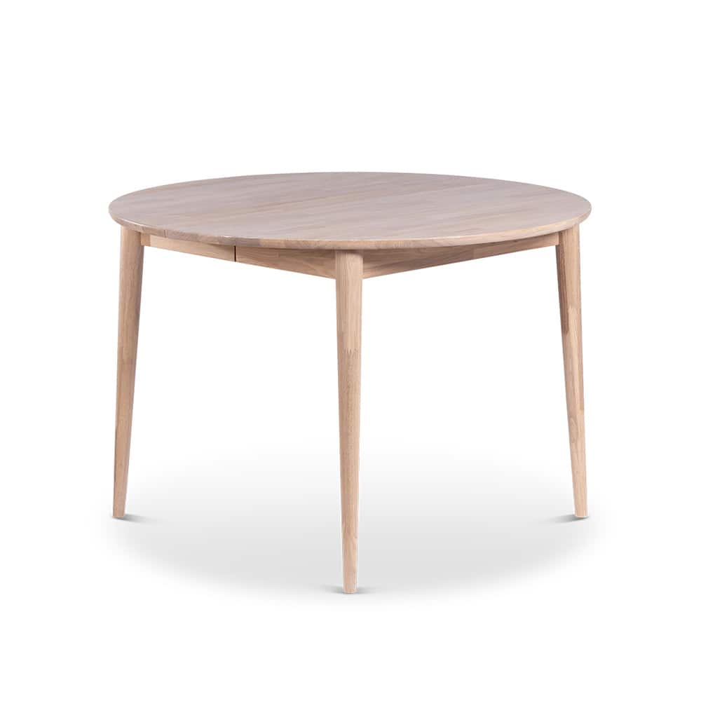 Leirvik Spisebord Ø110 inkl 1 ileggsplate (40 cm), Hvitoljet Eik