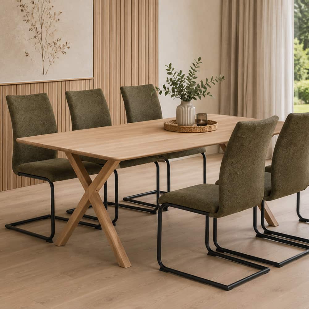 Frogner spisebord 180x95 cm, massiv hvitoljet eik