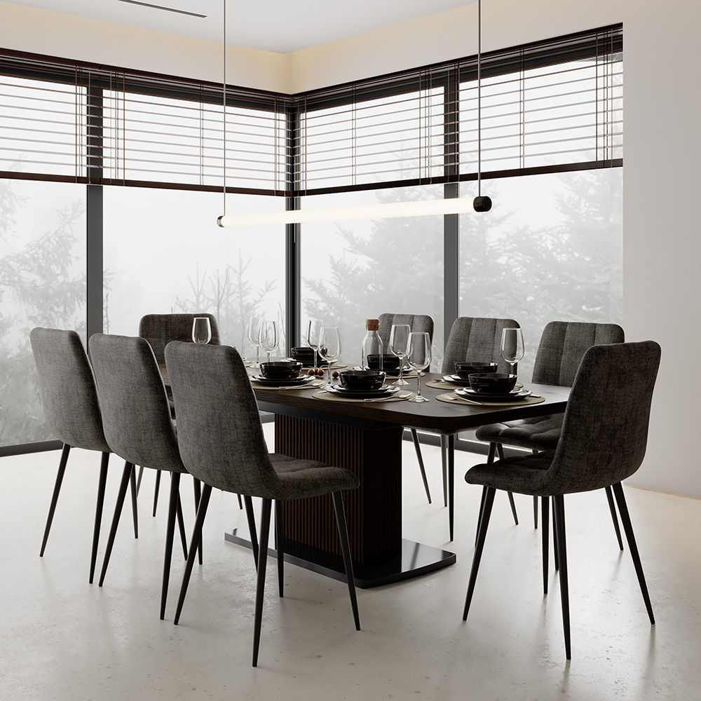 Amado spisebord, svart eikefiner, metall understell