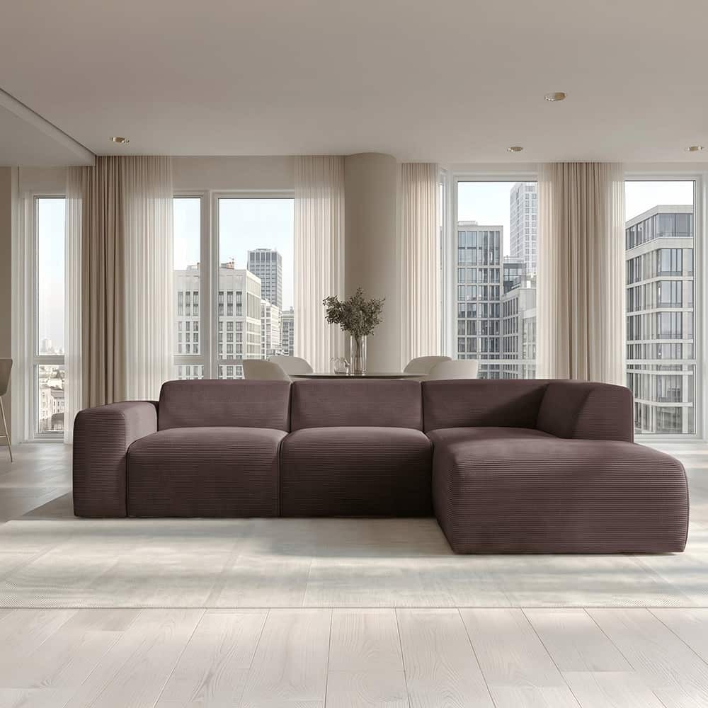 Marlin hj.sofa med open end høyre, stoff Poso 04 brown